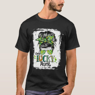 Camiseta Uma Tia Sortuda Coque Desgrenhado Feliz Dia de São
