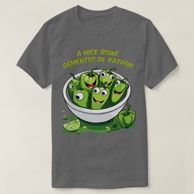 Camiseta uma tigela de recordações de pimenta verde (Frente do Design)