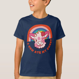 Camiseta Uma vaca comeu meu doce slogan