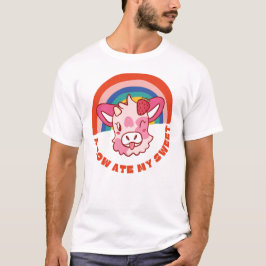 Camiseta Uma vaca comeu meu doce slogan