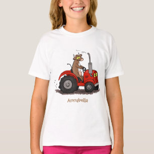 Camiseta Uma vaca feliz e bonita dirigindo um desenho de tr