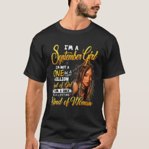Camiseta Uma Vez Em Uma Menina Negra Em Setembro Aniversári