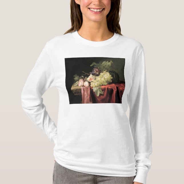 Camiseta Uma vida imóvel com uvas, ameixas (Frente)