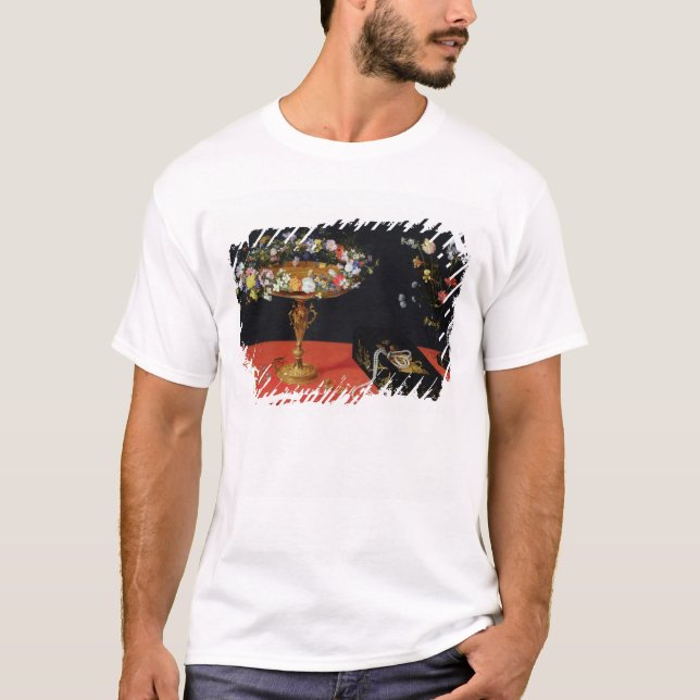 Camiseta Uma vida imóvel de um Tazza com flores (Frente)