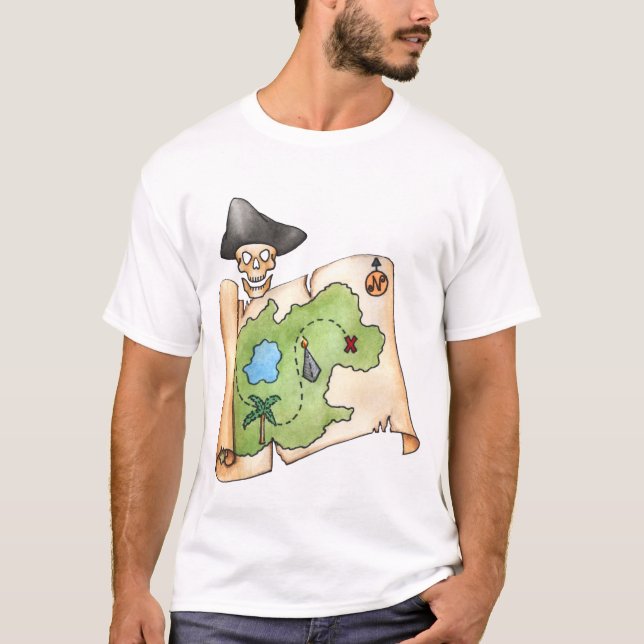 Camiseta Uma Vida Pirata Para Mim Treasure Map T-shirt (Frente)