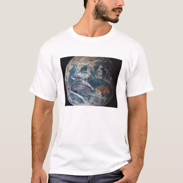Camiseta Uma visão cheio da Terra mostrando dados globais (Frente)