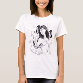 Camiseta Uma visão retratora de uma mulher que queima sem c