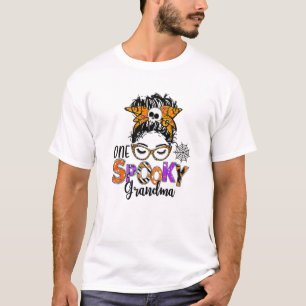 Camiseta Uma vovó maluca Caveira Mensageira Bun Leopard Hal