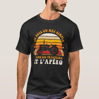 Camiseta un mec simple j'aime les tracteurs et l'apero
