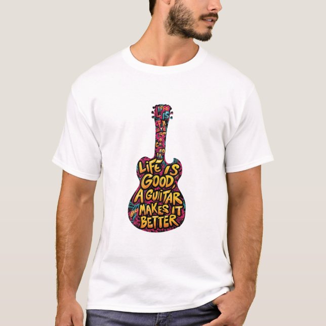 Camiseta un t shirt avec un guitar (Frente)