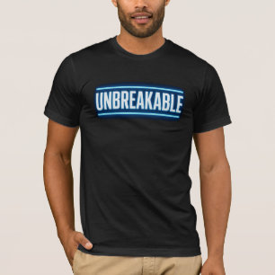 Camiseta UNBREAKABLE com Tipografia de Brilho Azul