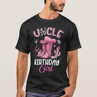 Camiseta Uncle Of The Birthday Girl Pink Cowgirl Western Co