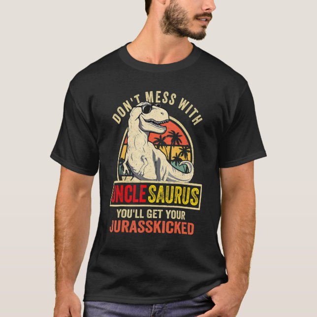 Camiseta Unclesaurus Rex Dinosaur Tio Surus Matriz Familiar (Frente)