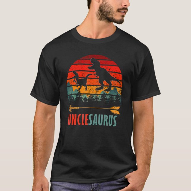 Camiseta Unclesaurus T Rex Dinosaur Papa Saurus Family Matc (Frente)