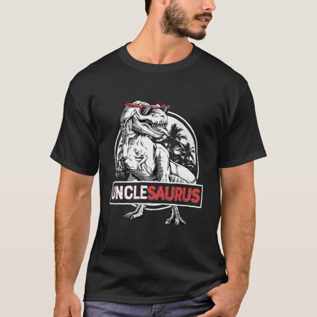 Camiseta Unclesaurus T Rex Dinossauro Homens Tio Família Sa (Frente)