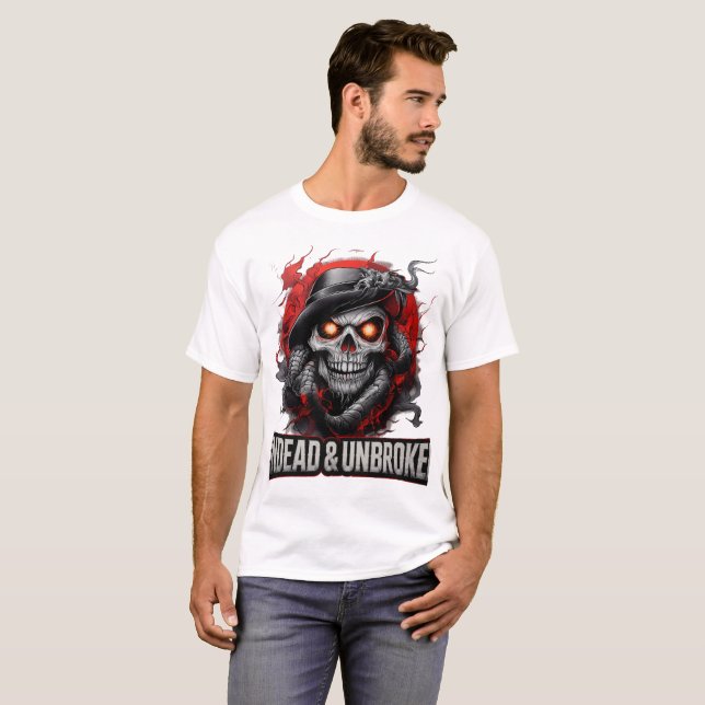 Camiseta Undead & Unbroken Dark Skull Horror Gothic Art (Frente Completa)