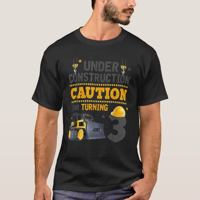 Camiseta Under Construction Caution 3rd Birthday Bulldozer  (Frente)