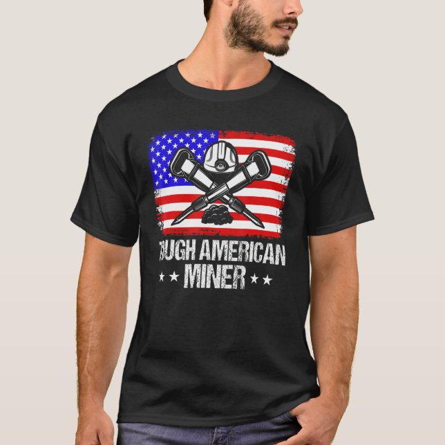 Camiseta Underground Mining Tough American Miner American C (Frente)