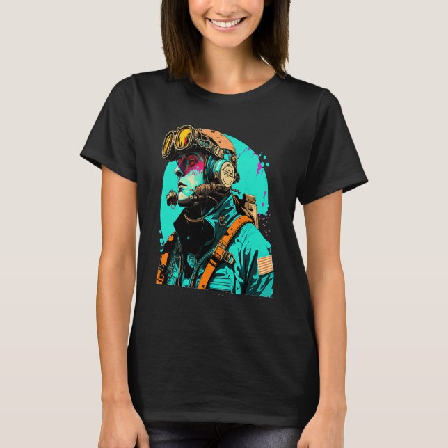 Camiseta Underwater Photographer Pop Style Scuba Diver Dad  (Frente)