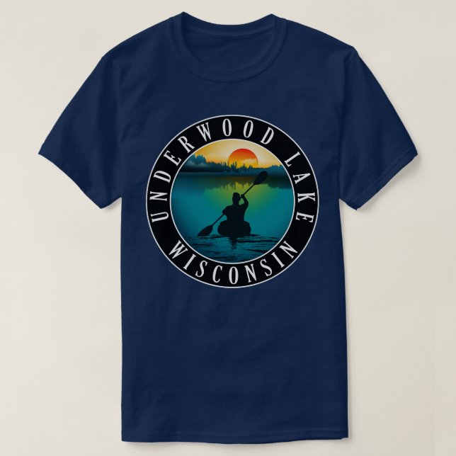 Camiseta Underwood Lake Wisconsin Kayaking (Frente do Design)