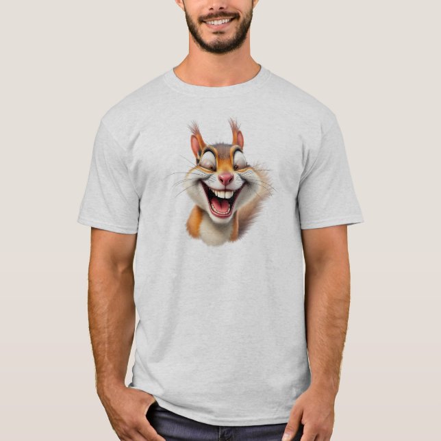Camiseta Une caricature d'écureuil mort de rire. (Frente)