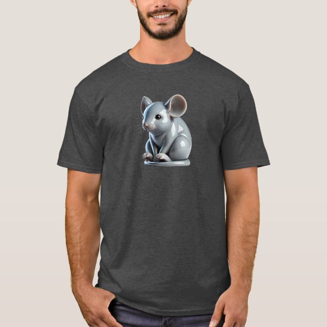 Camiseta Une souris assise semble attendre quelque chose. (Frente)