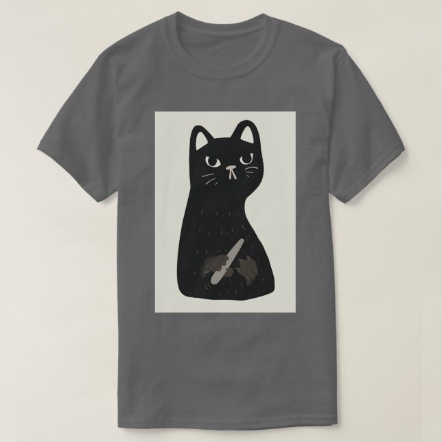 Camiseta Unhas Premium com classificação de gatos pretos (Frente do Design)
