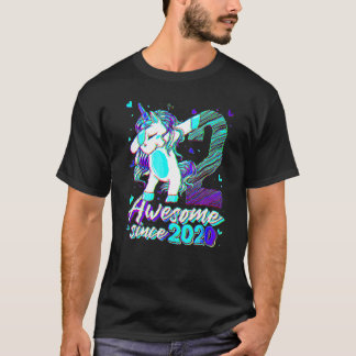 Camiseta Uni segundo aniversário De Dabbing Unicorn De 2 An