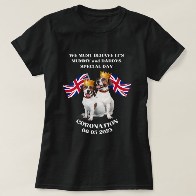 Camiseta União da Coroa Britânica dos Cachorros Jack UK Kin (Frente do Design)