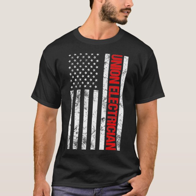 Camiseta União Eletrônica Americana Flag Eletricidade (Frente)