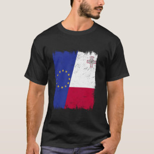 Camiseta União Europeia Malta Meia bandeira UE Raízes Malte