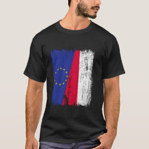 Camiseta União Europeia Polónia Meia Bandeira EU Ascendênci