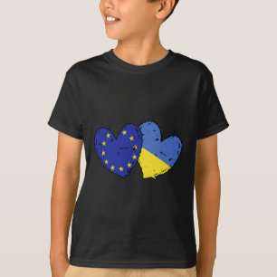 Camiseta União Europeia Ucrânia Corações Bandeiras Eu Ucran