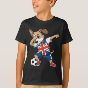 Camiseta União Jack do Cão Dabbing do Futebol do Reino Unid