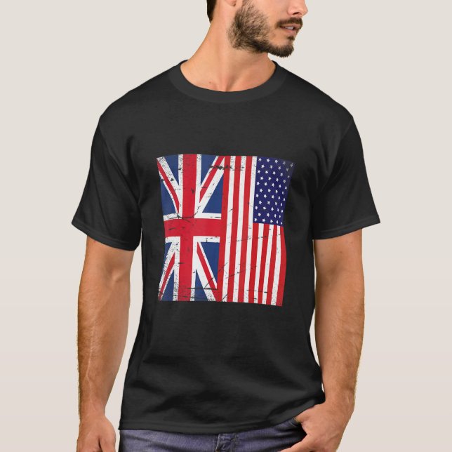 Camiseta União Jack e Estados Unidos da América Bandeira Re (Frente)