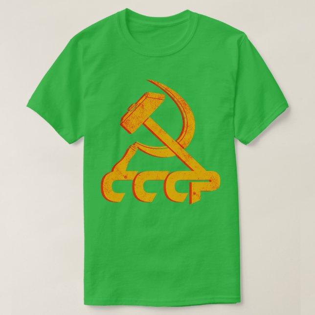 Camiseta União Soviética CCCP USSR Comunismo martelo falsa1 (Frente do Design)