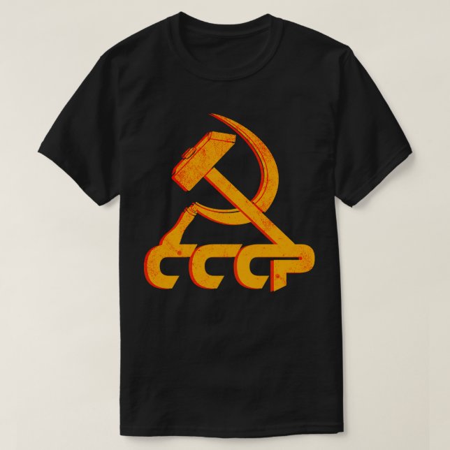 Camiseta União Soviética CCCP USSR Comunismo martelo falsa1 (Frente do Design)