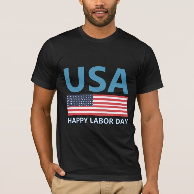 Camiseta única do dia de trabalho feliz dos EUA (Frente)