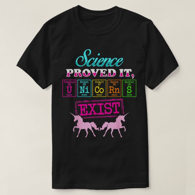 Camiseta Unicórica Prove Que Existe Elemento Químico (Frente do Design)