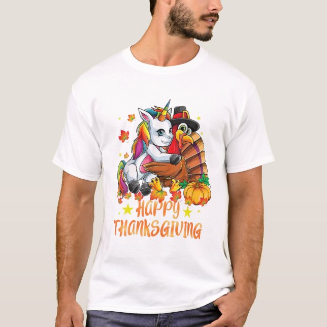 Camiseta Unicorn Abraça a Turquia Feliz (Frente)
