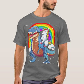 Camiseta Unicorn Andando T rex Dinossauro Meninas Mulheres