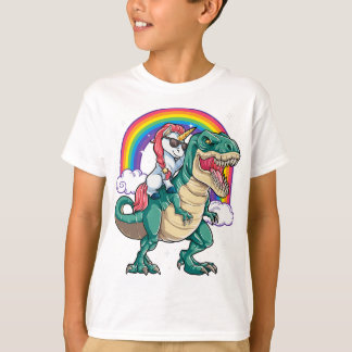Camiseta Unicorn Andando T rex Dinossauro Meninas Mulheres
