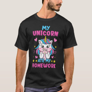 Camiseta Unicorn Ate My Homework Girls School
