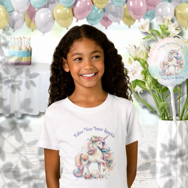 Camiseta Unicorn Birthday Girl Magical Rainbow Pastel (Follow Your Inner Sparkle Rainbow Unicorn Pastel T-Shirt)