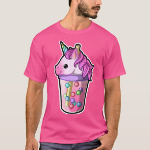 Camiseta Unicorn Bubble Tea Adorável Kawaii Animal Cute Bob