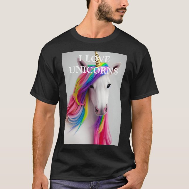 Camiseta Unicorn Colorida Bonita para Adultos (Frente)