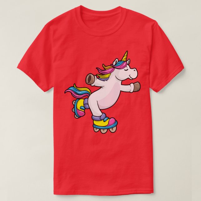 Camiseta Unicorn como Skater Inline com Skates Inline (Frente do Design)