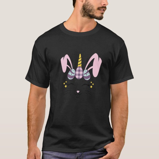 Camiseta Unicorn Cony Face Ovos Xadrez Mulheres Felzs pasco (Frente)