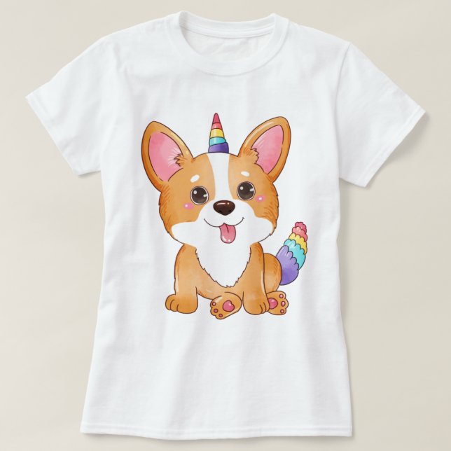 Camiseta Unicorn Corgi T-Shirt (Frente do Design)