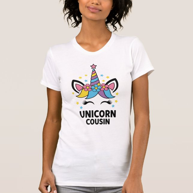 Camiseta Unicorn Cousin Adult Birthday Party T-Shirt (Frente)